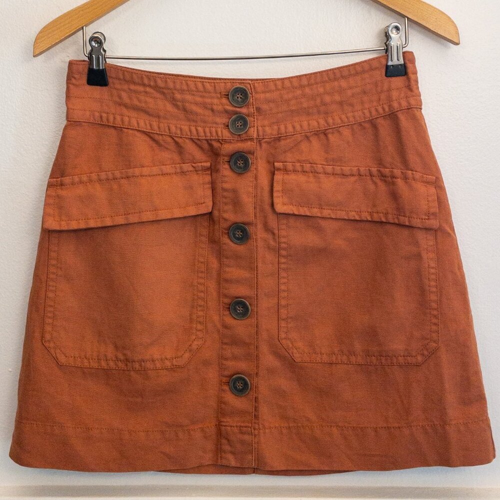 Sanctuary Rust Button-Front A-Line Mini Skirt Siz… - image 1